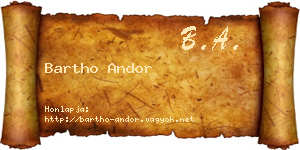 Bartho Andor névjegykártya